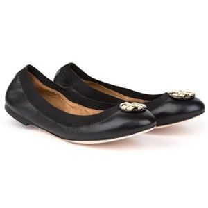 Women's Black Claire Elastic Leather Travel Ballet Flat